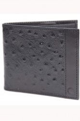 Barbican Black Ostrich Print Bifold Wallet