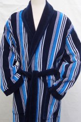 Cowes Stripe Velour Dressing Gown