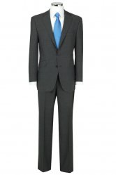 Grey Herringbone Single Breasted Suit Jacket