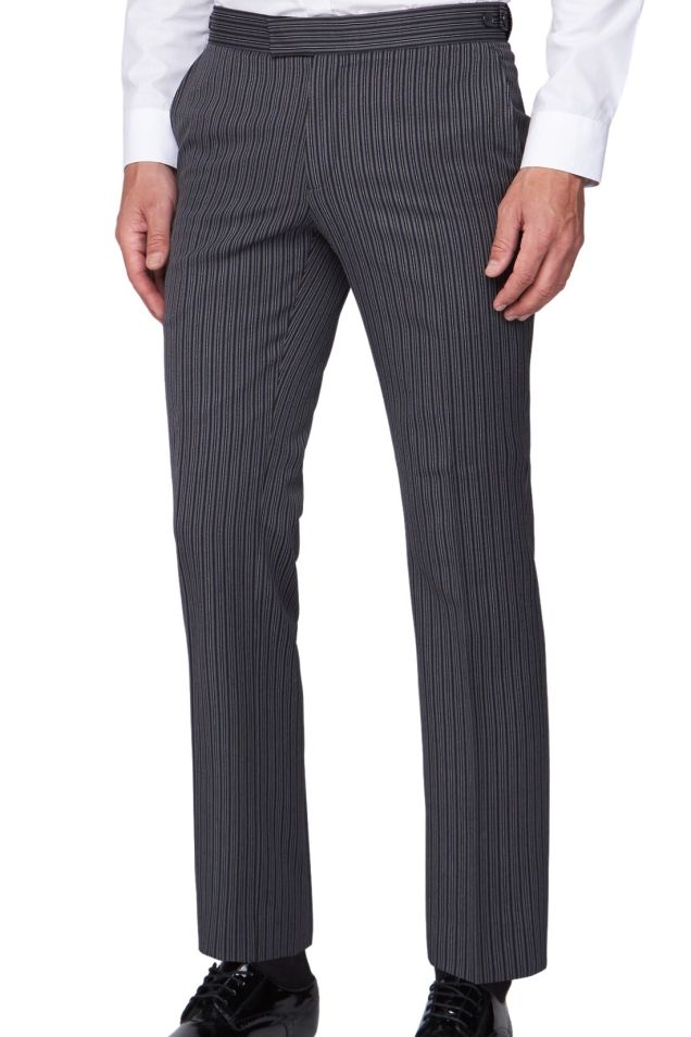 Single Pleat Striped Morning Trousers with Wool  MS Collection Luxury   MS