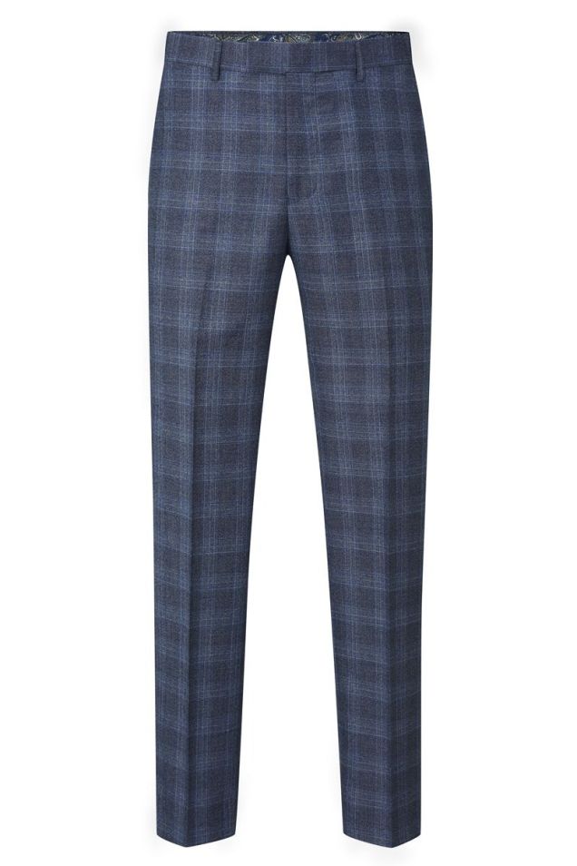 Check Trousers Tweed Skinny Pants Tweed Check Suit Trousers Navy