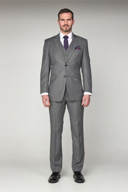 Scott Contemporary Fit Grey Pick and Pick Suit
