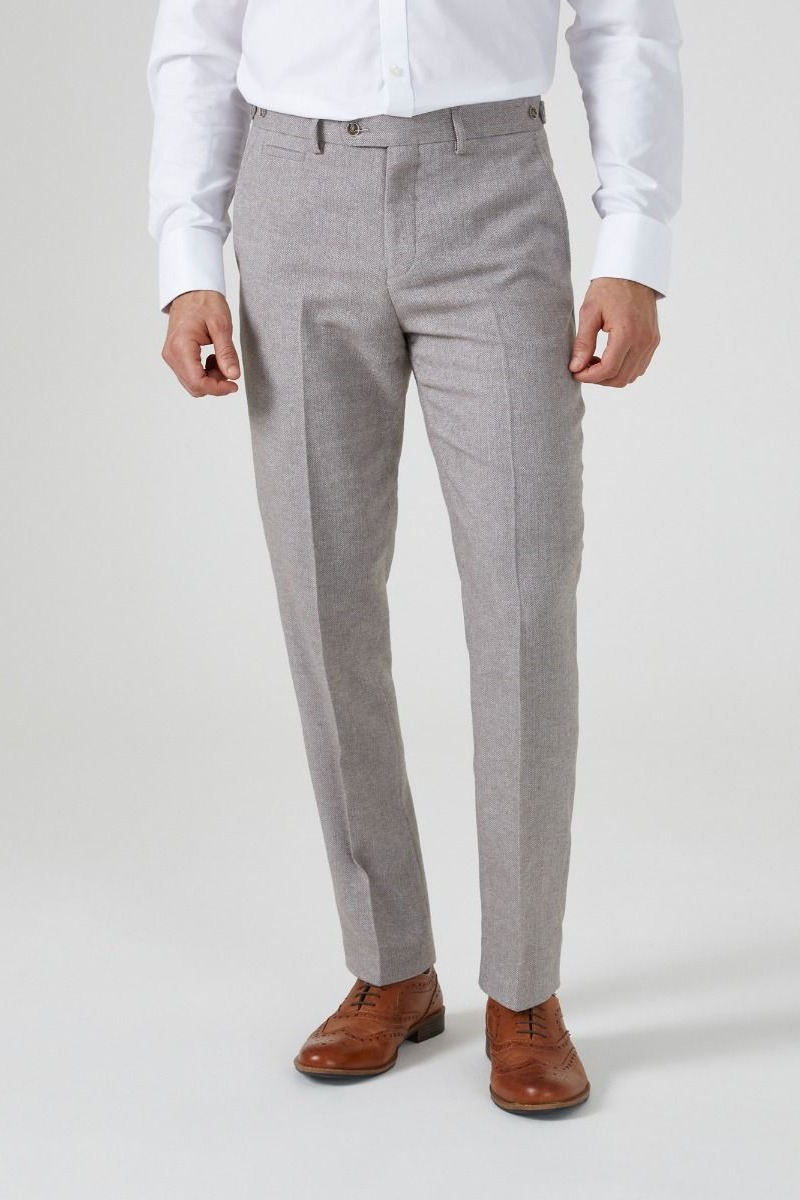 Stone Double Pleated Tapered Leg Suit Trousers  New Look