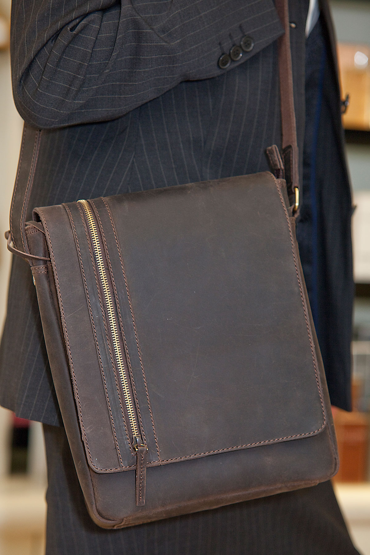 Leather Messenger Shoulder Bag