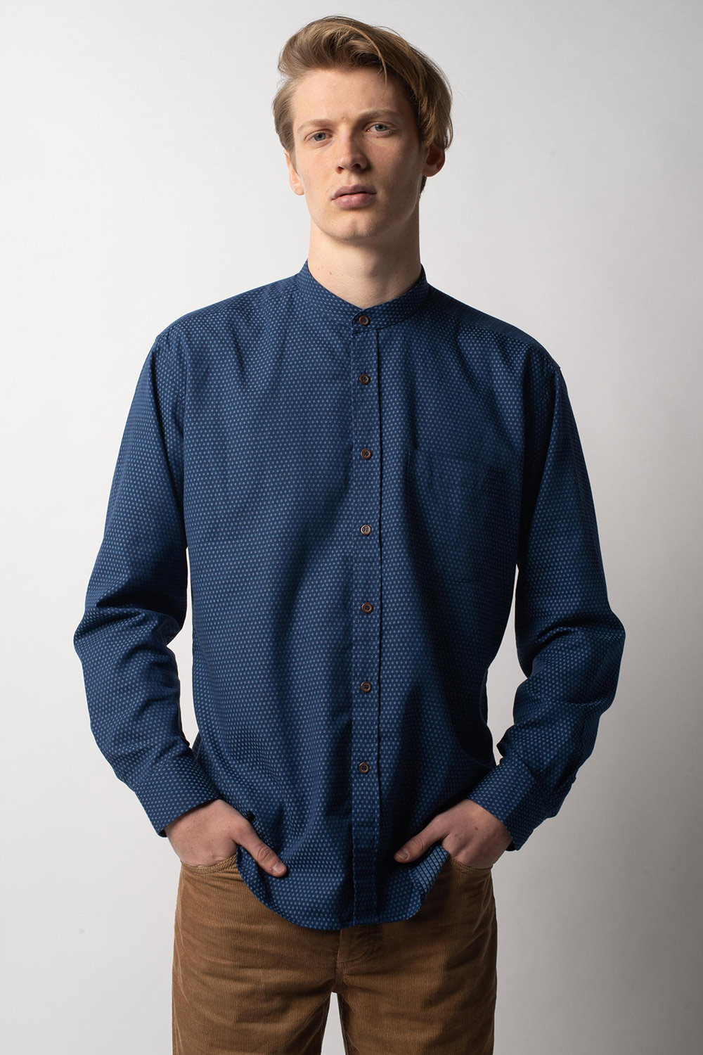 Southern Comfort Grandad Collar Dobby Shirt 100 Cotton