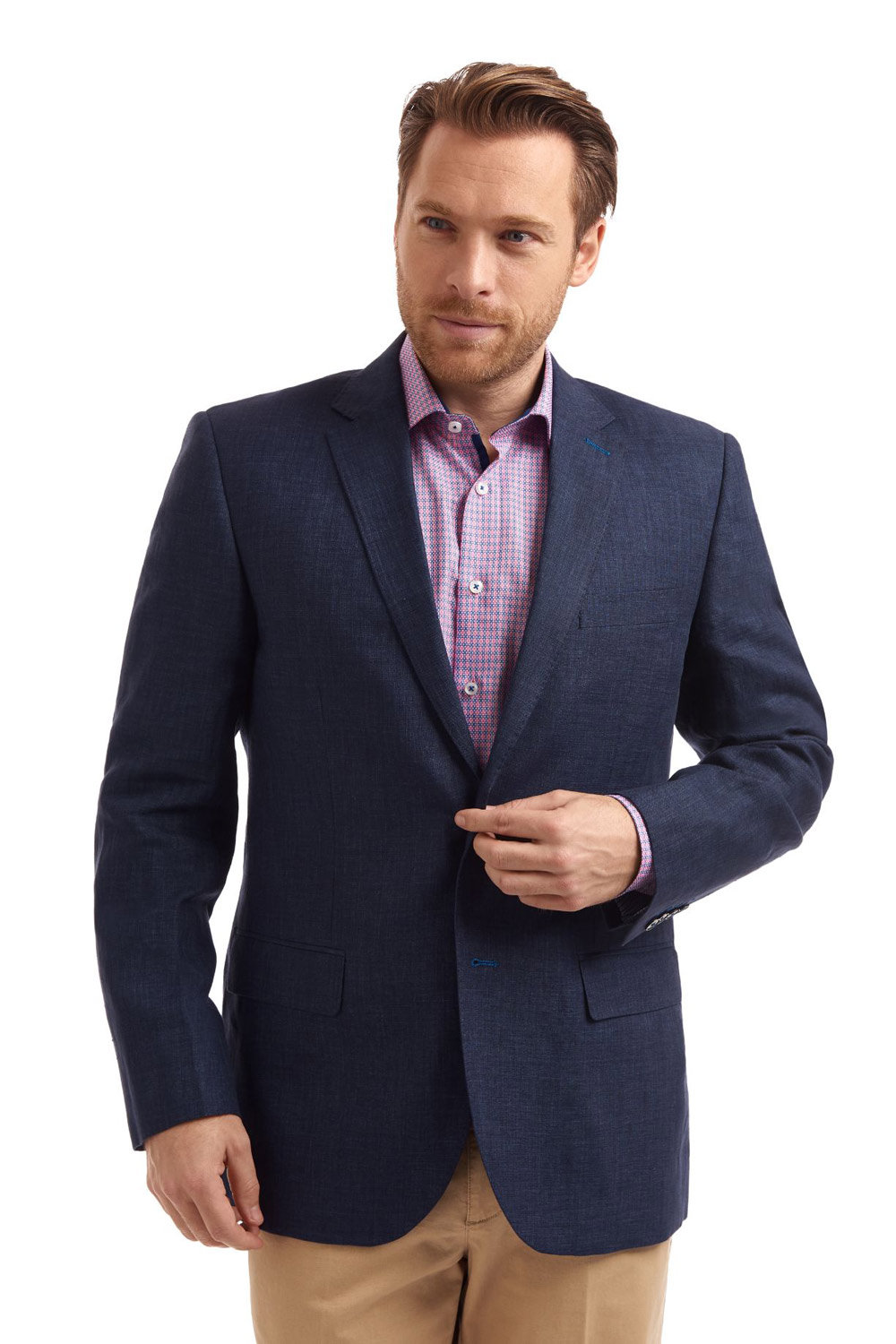 dark blue linen jacket