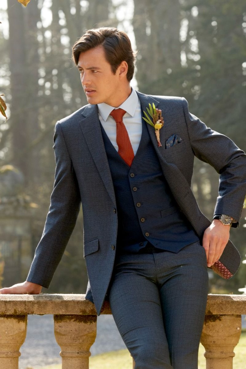 Warner Suit Jacket Navy Check