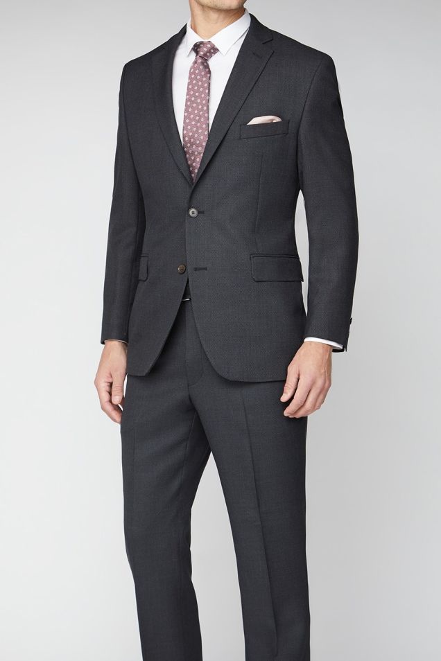 Classic Fit Charcoal Birdseye Suit Jacket