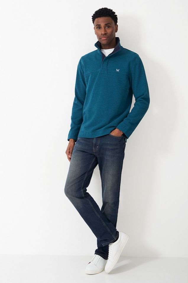 Sweat-shirt pull rayé 1/4 bouton Crew Clothing Company Padstow UK 14 Sweat-shirt pull rayé 1/4 bouton Crew Clothing Company Padstow UK 14