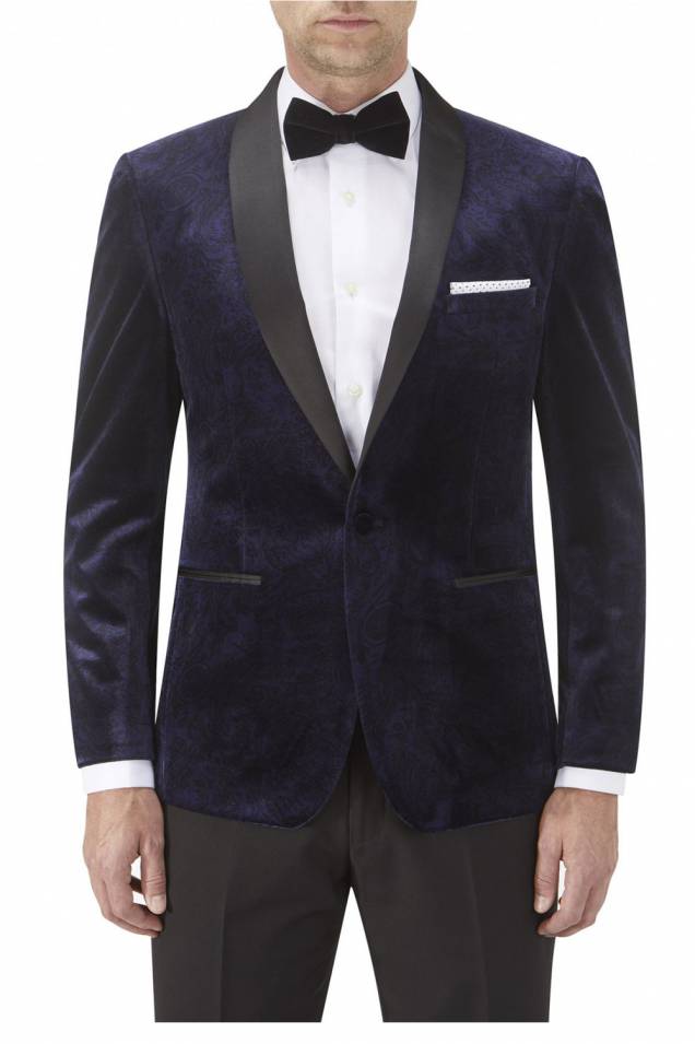 Paisley Jacket Dinner Suit with Satin Shawl Collar
