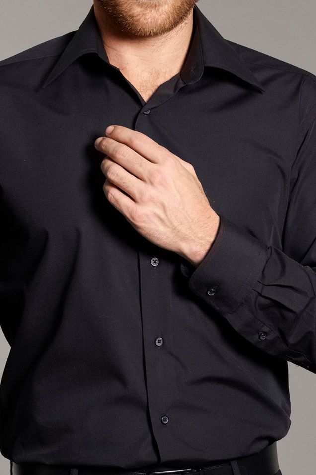 Disley Black easy Iron Long Sleeve Shirts