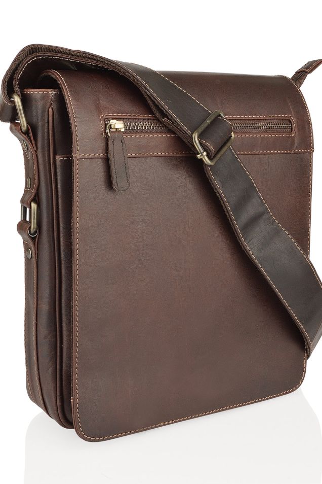 Woodland Leather Portrait Messenger Bag