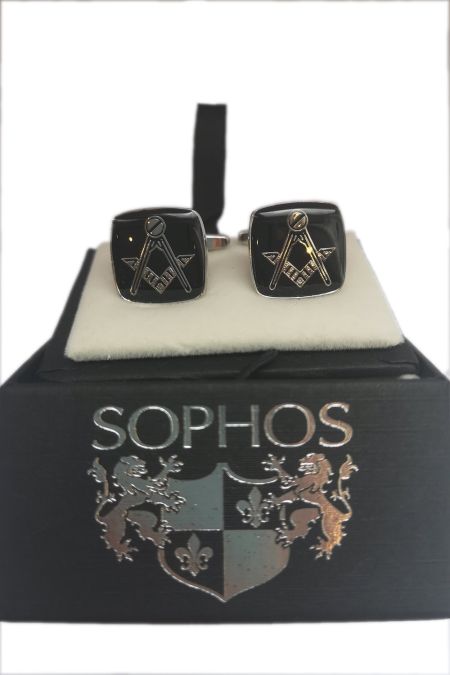 Black Silver Masonic Cufflinks Without G