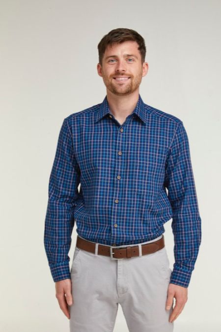 Blue / WineTattersall Check Long Sleeve Shirt