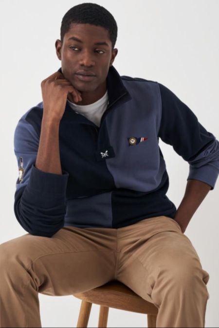 Crew Clothing Cut and Sew Padstow Sweat Dark Navy Blue