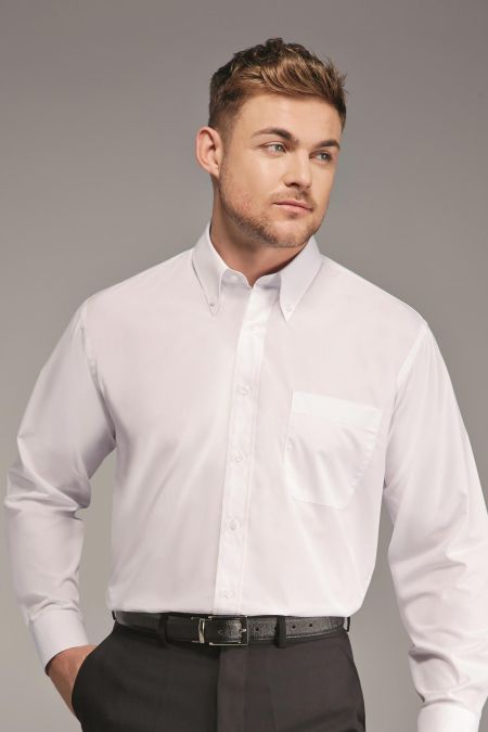 Disley Plain Button Down Collar Long Sleeve