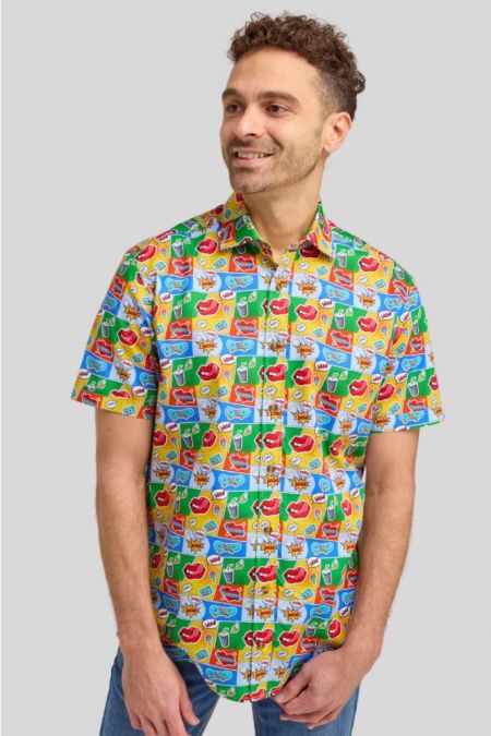 Double Two POP ART PRINT CASUAL SHORT SLEEVE SHIRT
