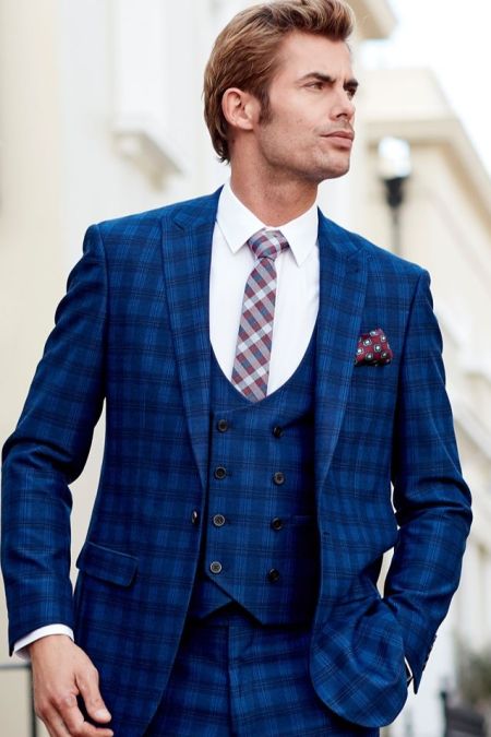 Greyish Blue Checked Coat Suit for Wedding for Boys – Devils-n-Angels