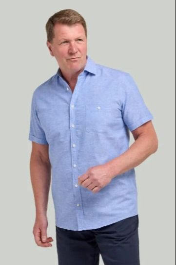 LINEN BLEND SHORT SLEEVE SHIRT from DOUBLE TWO