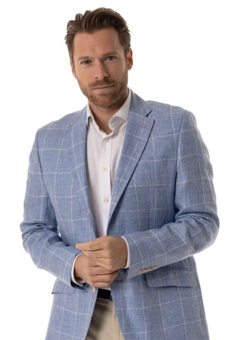 Marlborough Sky Linen Overcheck Jacket