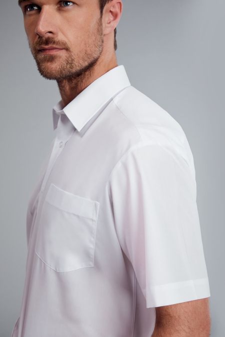 David Latimer Mens Pleated Front Dress Shirt With Standard Collar in White 