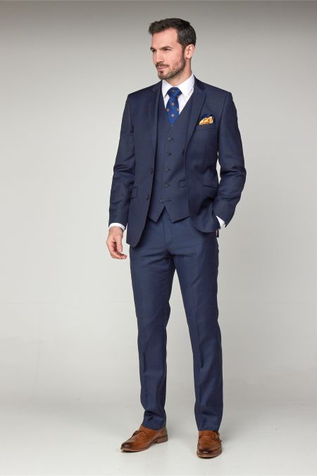 Scott Ink Blue Sharkskin Premier Suit