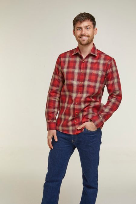 SUNLITE RUST CHECK LONG SLEEVE CASUAL ECO SHIRT