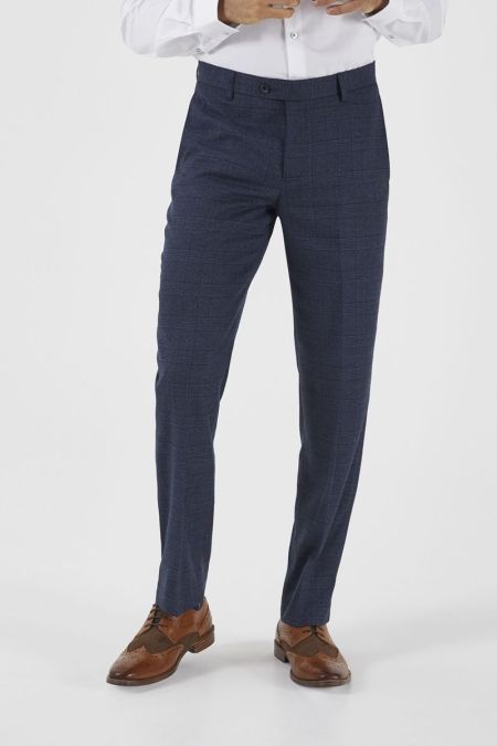 Warner Suit Tapered Trouser Navy Check